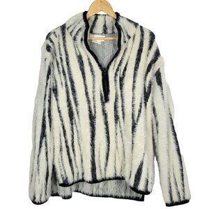 Anthropologie Women's Cindy Eyelash Half Zip Pullover Fuzzy Sweater Size S